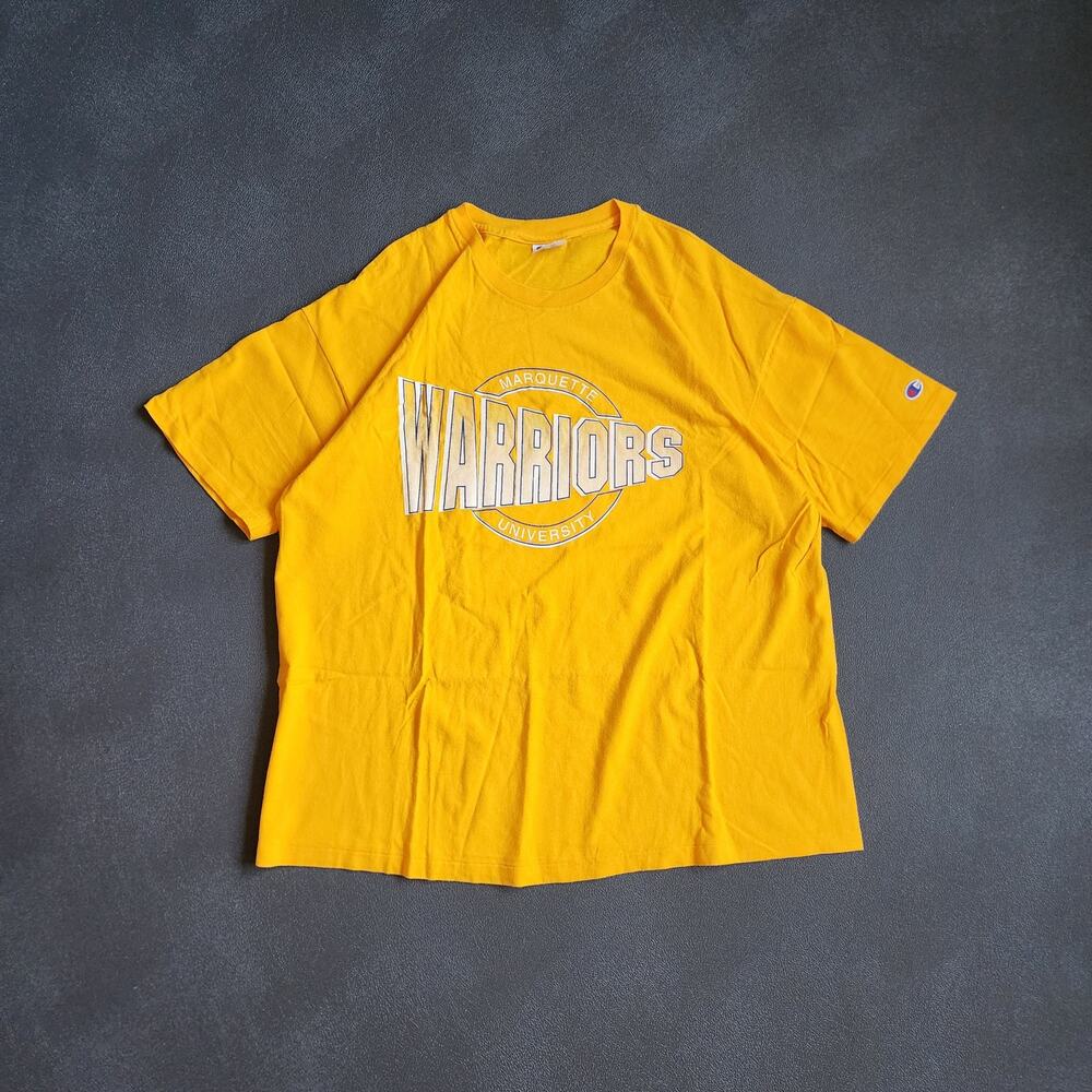 Vintage 90's Marquette Warriors Yellow Champion Shirt XXL